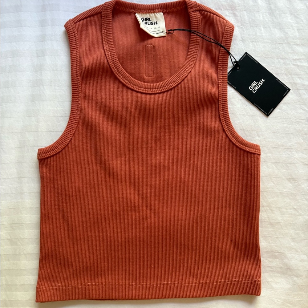 Sleeveless Orange Ribbed Top - Picture 5 of 16